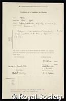 Offord, Albert Cyril: certificate of election to the Royal Society