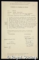 Smith, David Macleish: certificate of election to the Royal Society