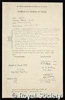 Westoll, Thomas Stanley: certificate of election to the Royal Society