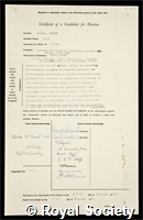 Jackson, Willis, Baron Jackson of Burnley: certificate of election to the Royal Society