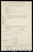 Penrose, Lionel Sharples: certificate of election to the Royal Society