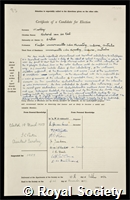Woolley, Sir Richard van der Riet: certificate of election to the Royal Society