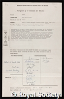 Barton, Sir Derek Harold Richard: certificate of election to the Royal Society