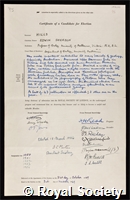 Hills, Edwin Sherbon: certificate of election to the Royal Society