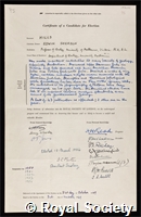 Hills, Edwin Sherbon: certificate of election to the Royal Society