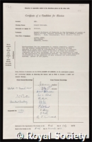 Hey, Donald Holroyde: certificate of election to the Royal Society