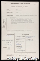 James, Reginald William: certificate of election to the Royal Society