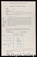 Gabor, Denis: certificate of election to the Royal Society