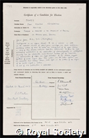Jones, John Kenyon Netherton: certificate of election to the Royal Society