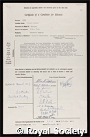 Rose, Francis Leslie: certificate of election to the Royal Society