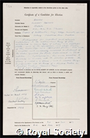 Green, Albert Edward: certificate of election to the Royal Society