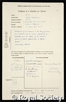 Roth, Klaus Friedrich: certificate of election to the Royal Society