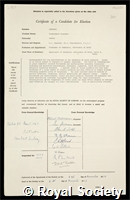 Seshadri, Thiruvenkata Rajendra: certificate of election to the Royal Society