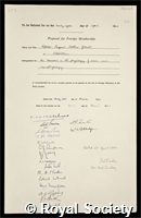 Granit, Ragnar Arthur: certificate of election to the Royal Society