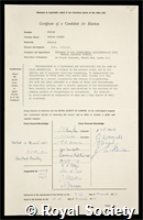 Popjak, George Joseph: certificate of election to the Royal Society
