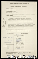 Robertson, Rutherford Ness: certificate of election to the Royal Society