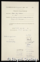 Holtedahl, Olaf: certificate of election to the Royal Society