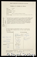 Blackman, Moses: certificate of election to the Royal Society