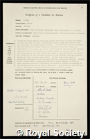 Cochran, William: certificate of election to the Royal Society