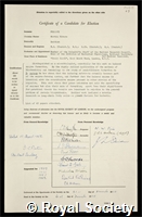 Pollock, Martin Rivers: certificate of election to the Royal Society