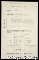 Callan, Harold Garnet: certificate of election to the Royal Society