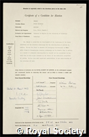 Hirsch, Peter Bernhard: certificate of election to the Royal Society