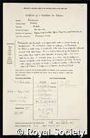 Kuchermann, Dietrich: certificate of election to the Royal Society