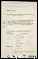Sheppard, Percival Albert: certificate of election to the Royal Society