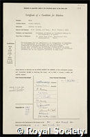 Fogg, Gordon Elliott: certificate of election to the Royal Society