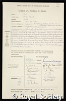 Ford, Charles Edmund: certificate of election to the Royal Society