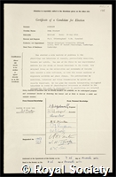 Kennedy, John Stodart: certificate of election to the Royal Society
