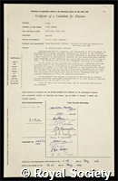 Lucas, Cyril Edward: certificate of election to the Royal Society