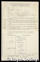McGee, James Dwyer: certificate of election to the Royal Society
