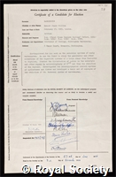 Barrington, Ernest James William: certificate of election to the Royal Society
