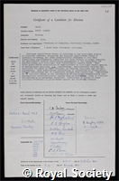 Craig, David Parker: certificate of election to the Royal Society