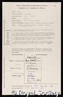 Barlow, Horace Basil: certificate of election to the Royal Society