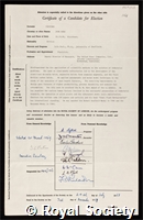 Chesters, John Hugh: certificate of election to the Royal Society