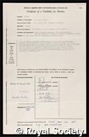 Fincham, John Robert Stanley: certificate of election to the Royal Society