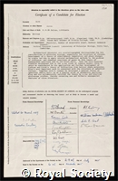 Klug, Aaron: certificate of election to the Royal Society