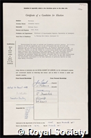 Merrison, Alexander Walter: certificate of election to the Royal Society