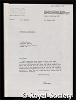 Ingram, Vernon Martin: certificate of election to the Royal Society