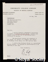 Miledi, Ricardo: certificate of election to the Royal Society