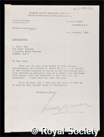 Miller, Jacques Francis Albert Pierre: certificate of election to the Royal Society