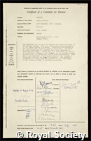 Boycott, Brian Blundell: certificate of election to the Royal Society