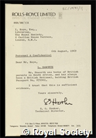 Haworth, Lionel: certificate of election to the Royal Society