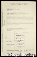 Monteith, John Lennox: certificate of election to the Royal Society
