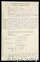Owen, Paul Robert: certificate of election to the Royal Society