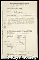 Reason, Richard Edmund: certificate of election to the Royal Society