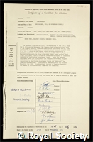 Rose, John Donald: certificate of election to the Royal Society