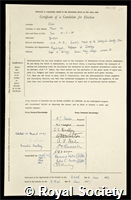 Shaw, Trevor: certificate of election to the Royal Society